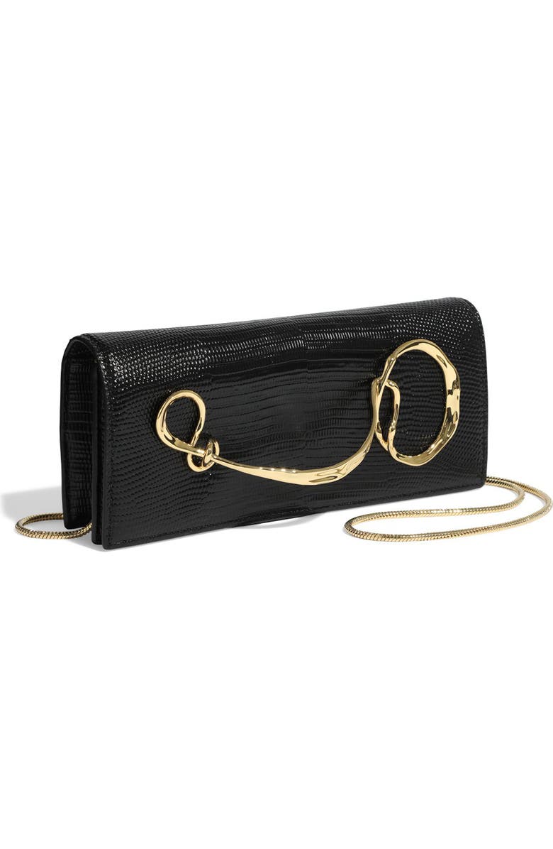 Alexis Bittar Twisted Side Handle Leather Clutch, Alternate, color, Black