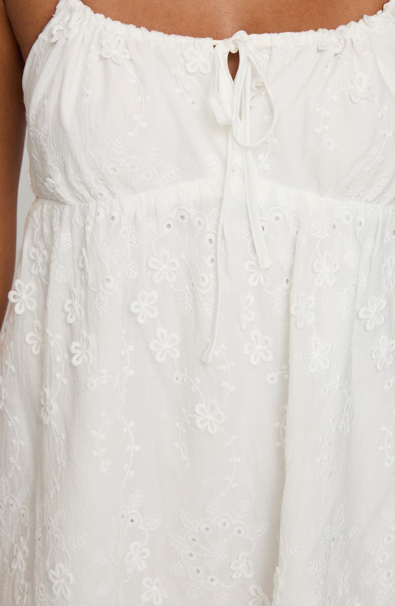 Princess Polly Daisy Chains Halter Open Back Cotton Mini Sundress, Alternate, color, White