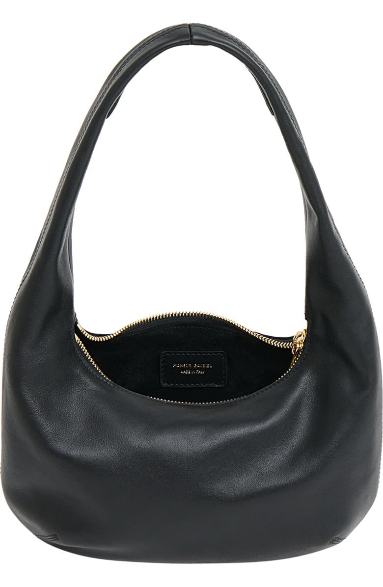 Mansur Gavriel Mini Gnocchi Leather Hobo Bag, Alternate, color, Black