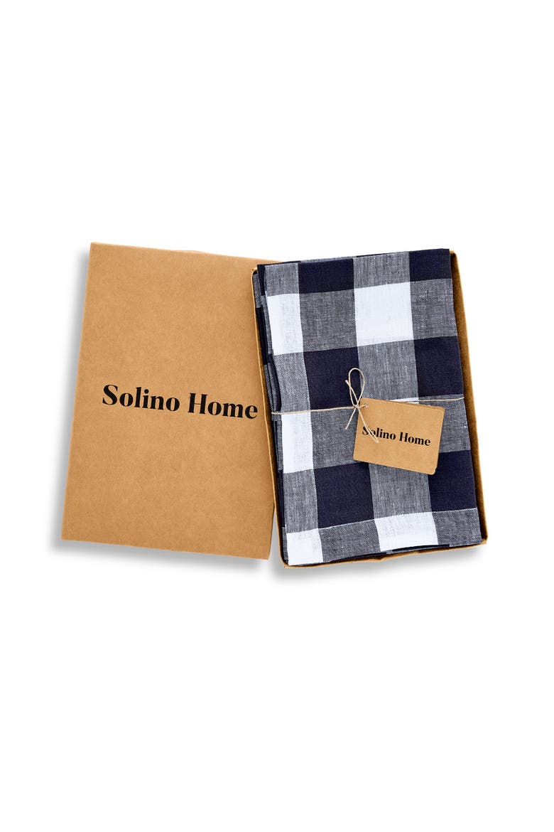 Linen Dinner Napkins Set of 4, 20 x 20" - Buffalo Check, Alternate, color, Navy and White