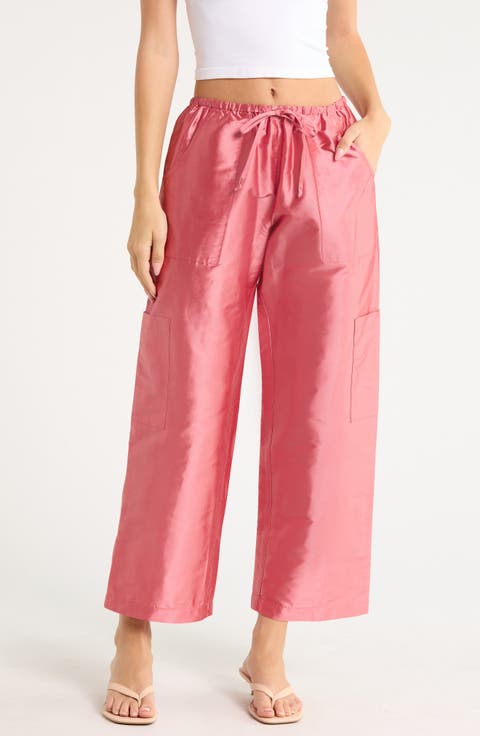 The Silk Taffeta Drawstring Cargo Pants