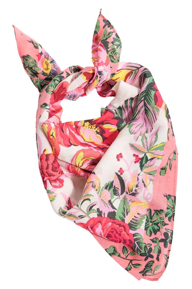 Floral Print Scarf, Alternate, color, PINK