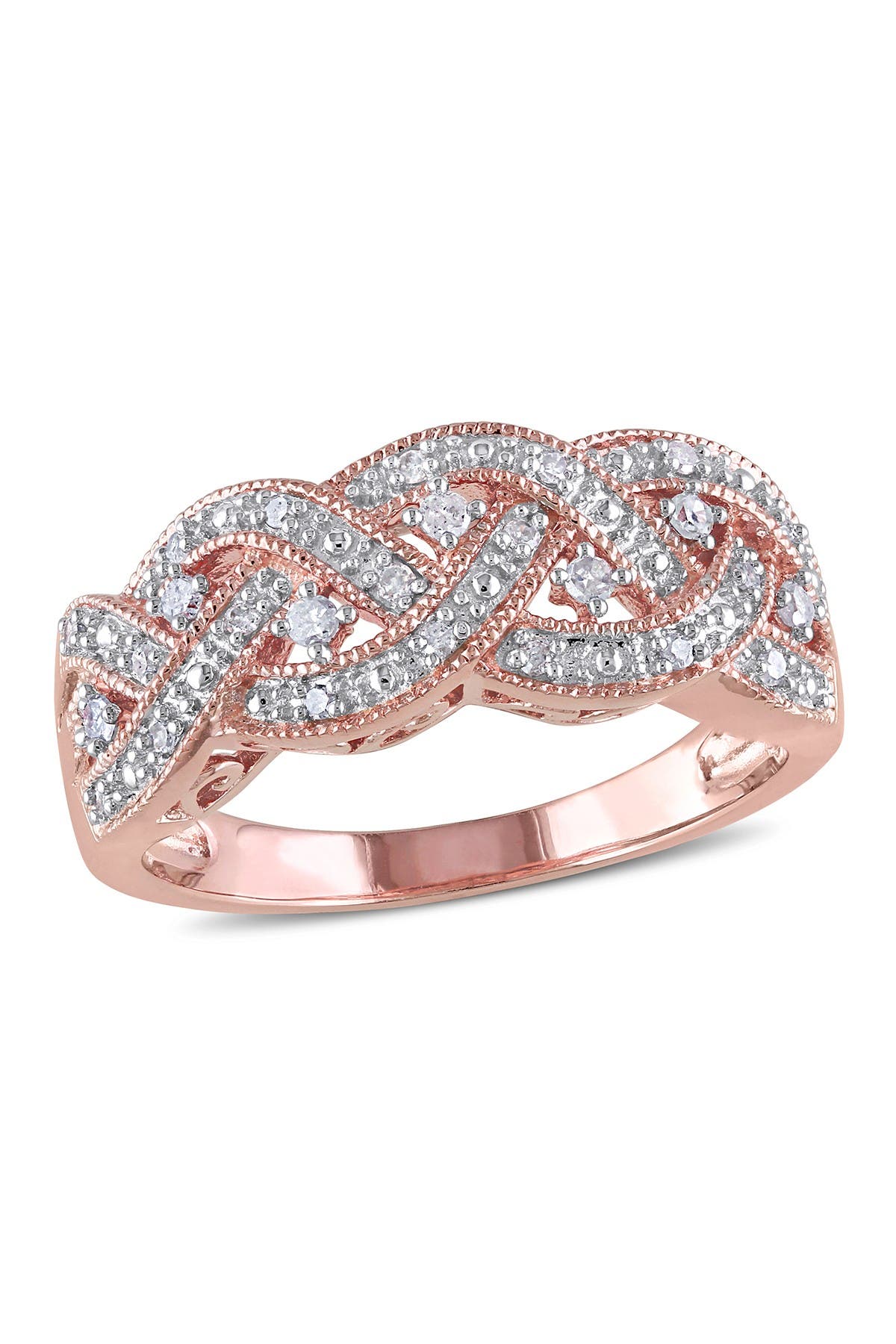 DELMAR Two-Tone Pavé Diamond Braid Ring