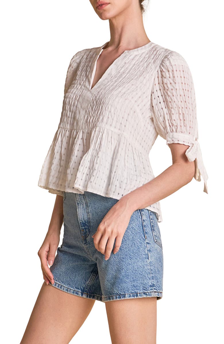 English Factory Gingham Poplin Top, Alternate, color, White