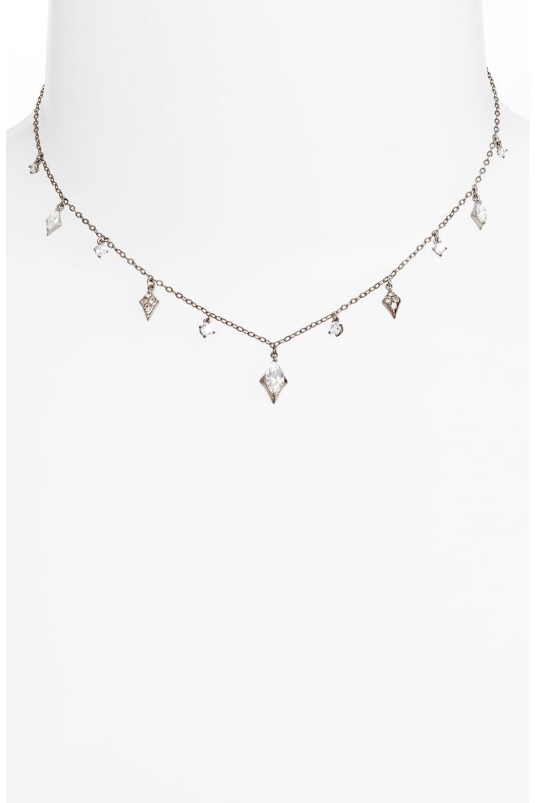 Noel Cubic Zirconia Dangling Choker Necklace, Alternate, color, BLACK
