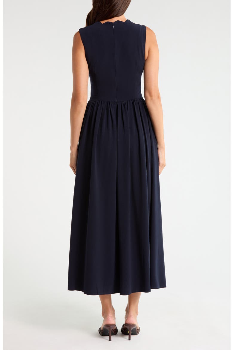 Scallop Stretch Crepe Maxi Dress, Alternate, color, NAVY