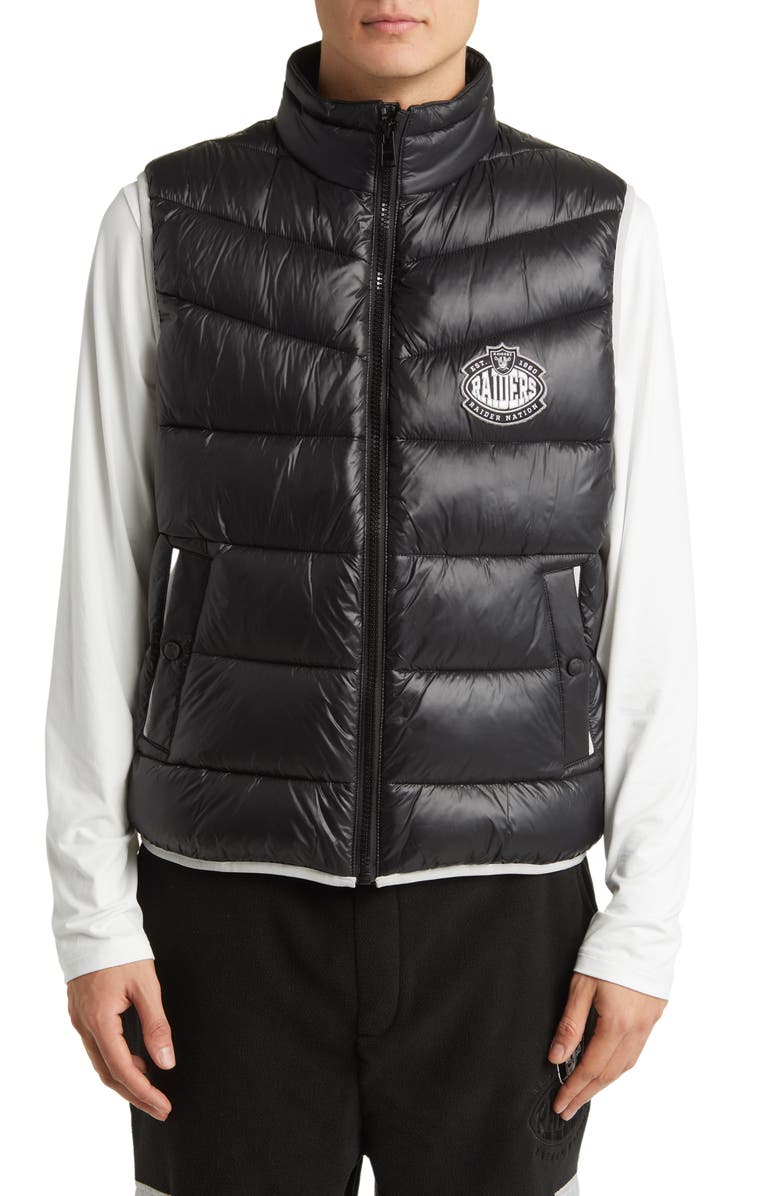 BOSS x NFL Corner Recycled Polyamide Puffer Vest, Alternate, color, Las Vegas Raiders Black