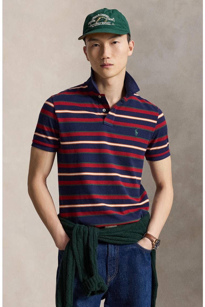 Classic Fit Stripe Cotton Piqué Polo, Alternate, color, NPT NVY ML