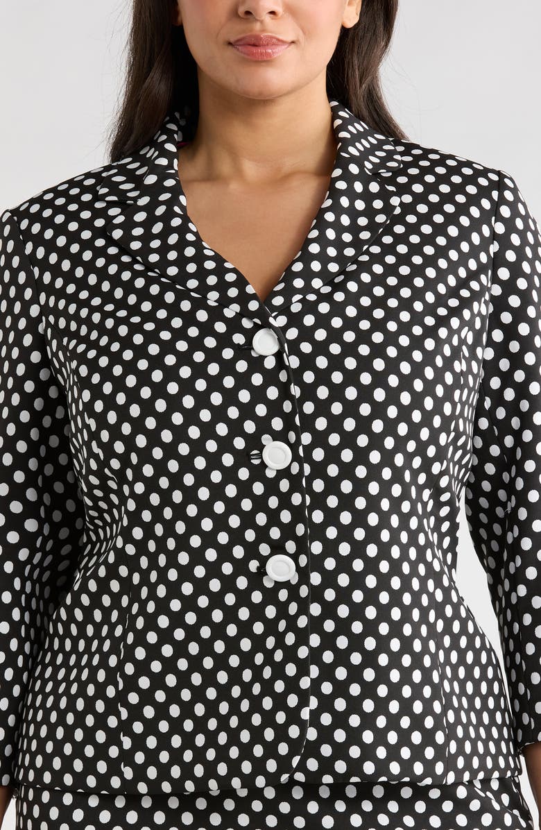 KASPER Dot Three Button Jacket, Alternate, color, Black/ Lily White