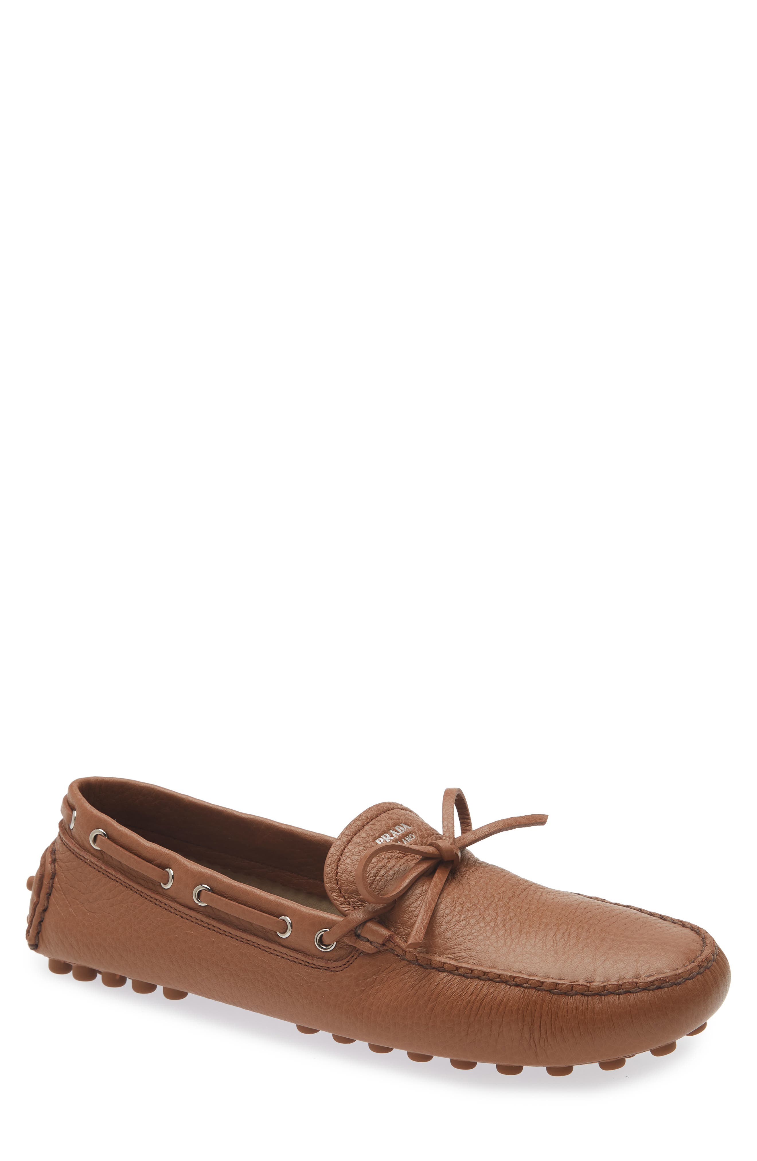 Prada Grid Driving Loafer, Main, color, Cognac
