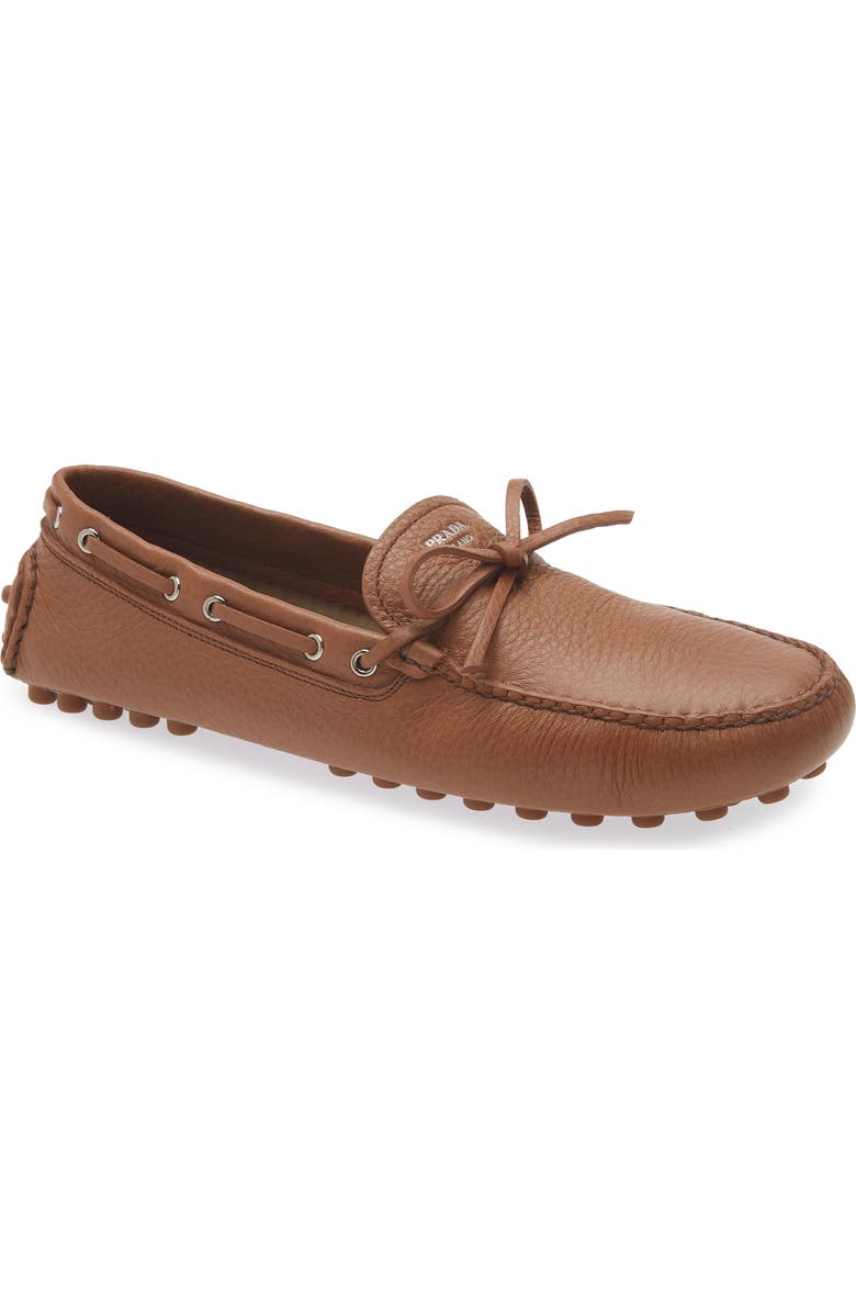 Prada Grid Driving Loafer, Main, color, Cognac