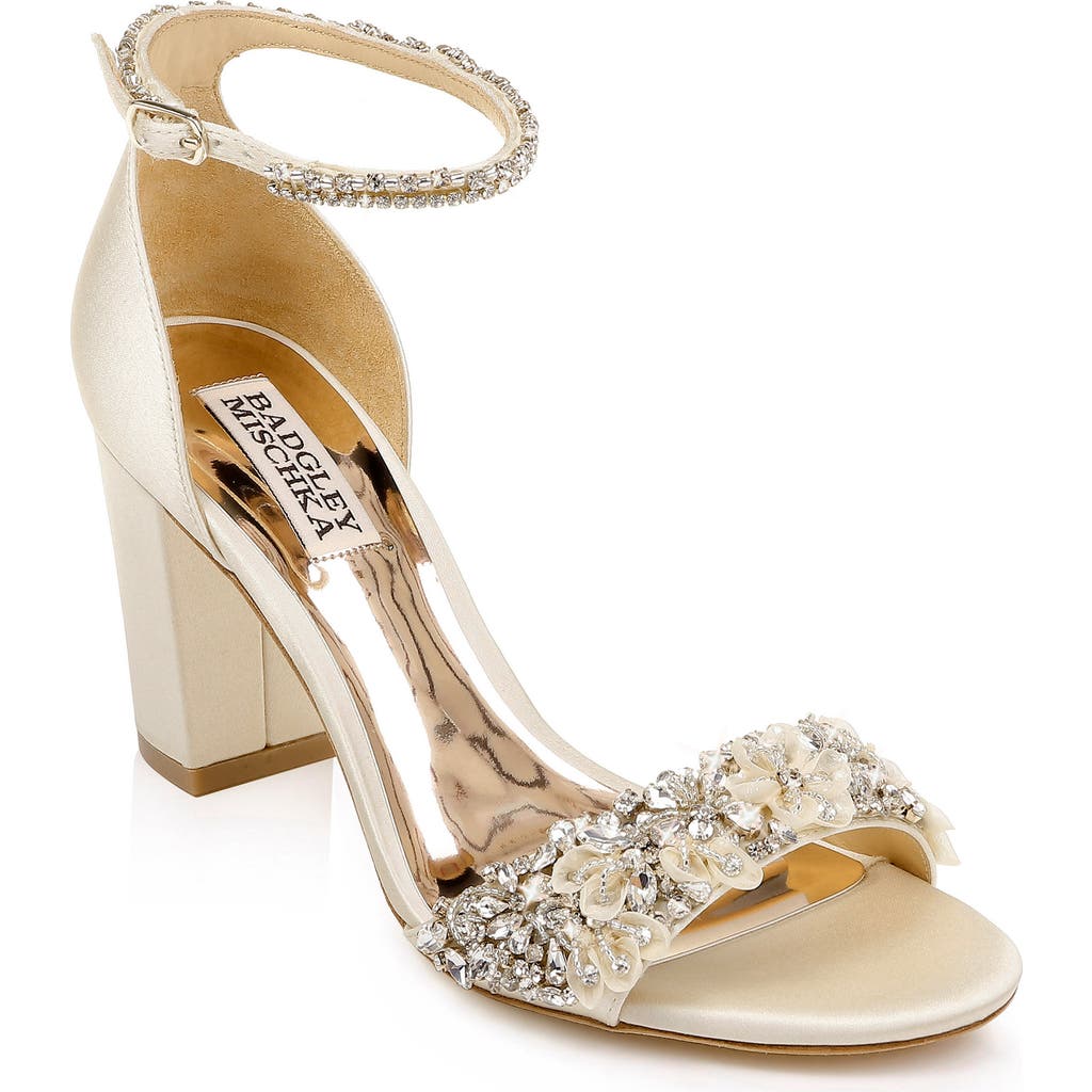 Badgley Mischka Collection Finesse Ankle Strap Sandal In Ivory Satin
