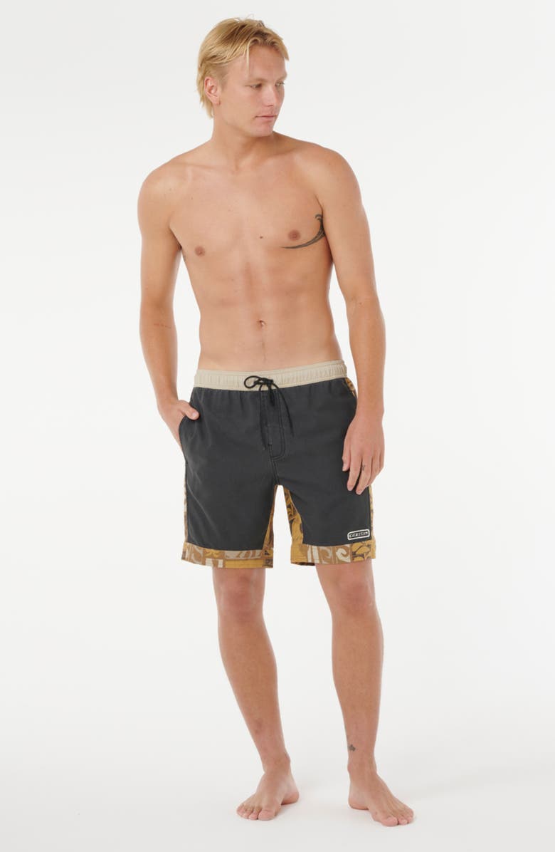 Rip Curl Aots Williams Tie Waist Swim Trunks, Alternate, color, Washed Black