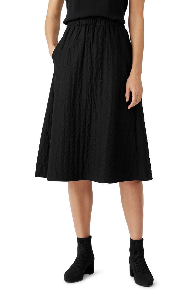 Eileen Fisher Quilted A-Line Silk Skirt, Main, color, 