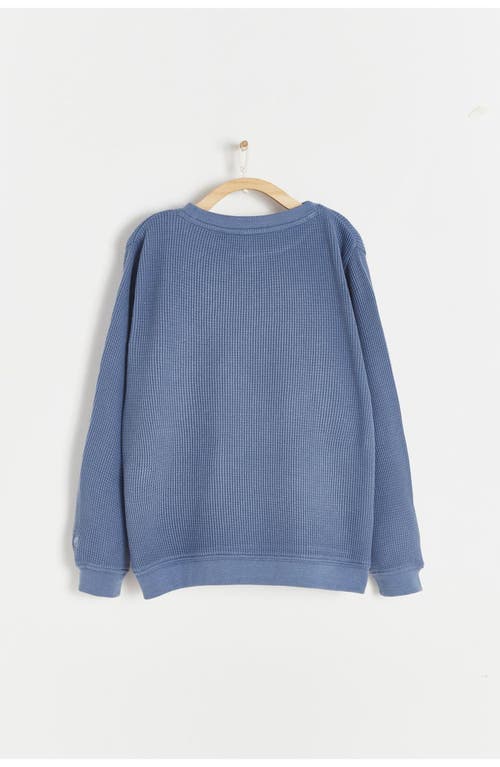 Babycottons Premium Cotton Waffle Round Neck Long Sleeve Top For Infant In Blue