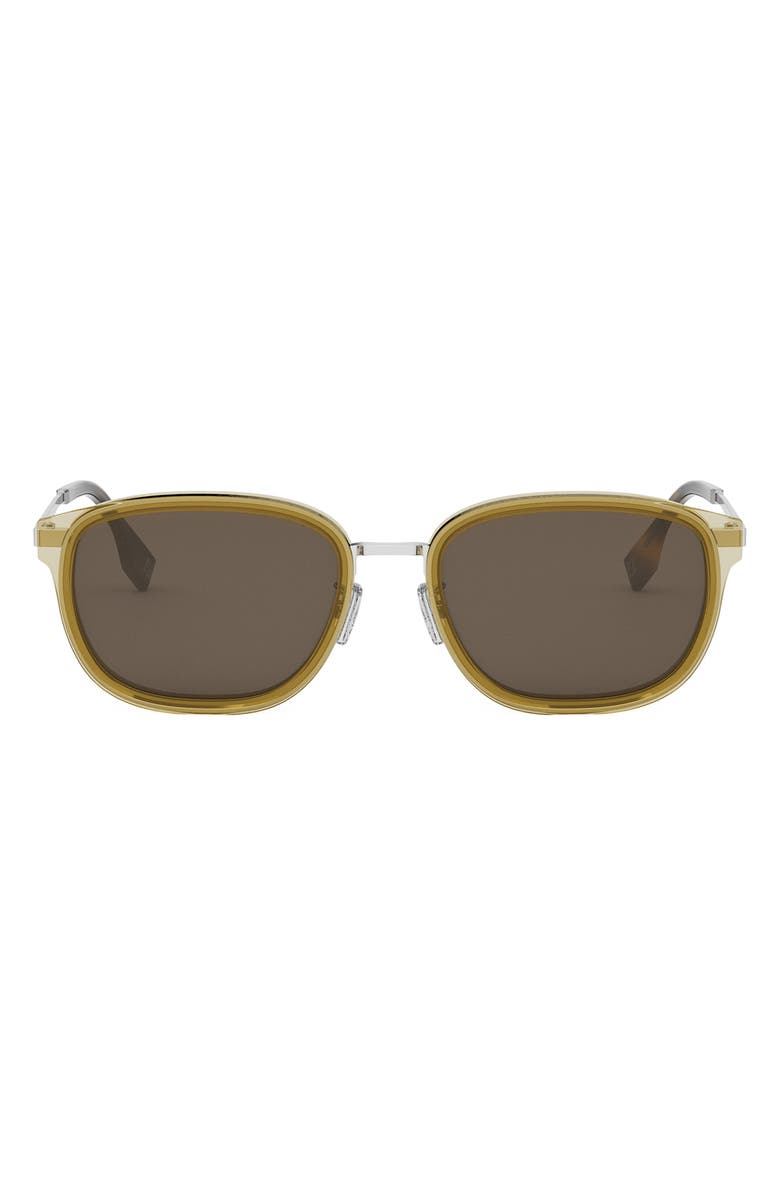 Fendi Travel 55mm Oval Sunglasses, Main, color, Shiny Yellow / Brown