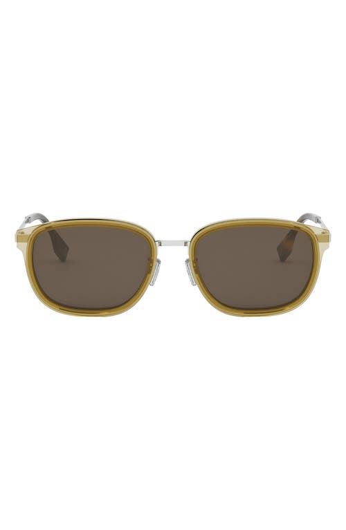 Fendi Travel 55mm Oval Sunglasses In Shiny Yellow/brown