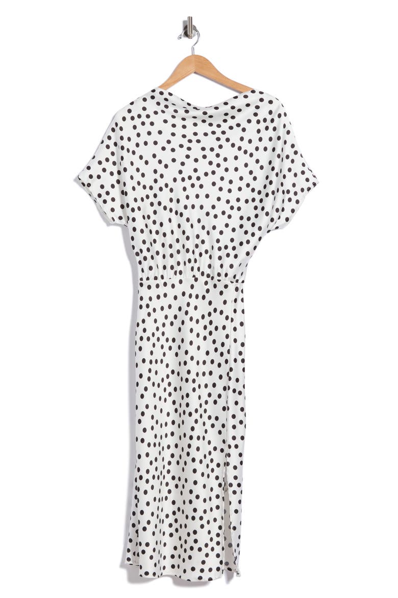 Polka Dot Satin Midi Dress, Alternate, color, IVORY
