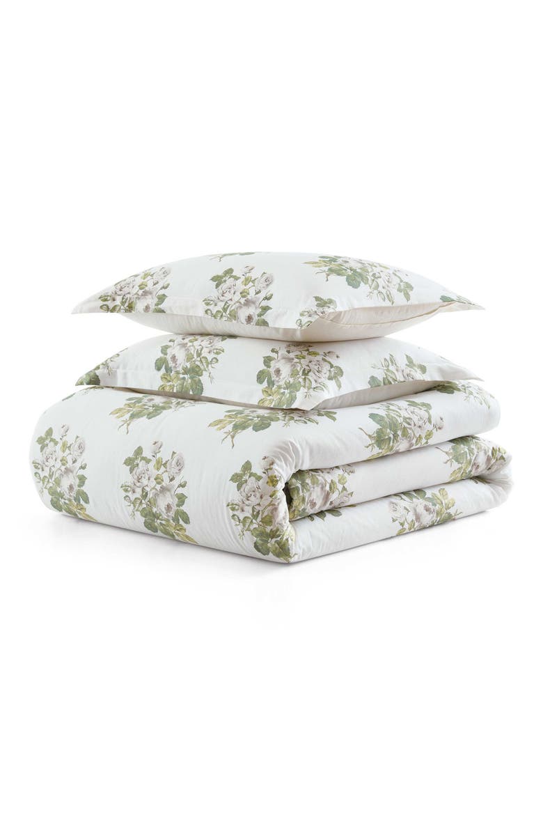 Eloise Floral Cotton Sateen Duvet Set, Main, color, MOONLIGHT GREY