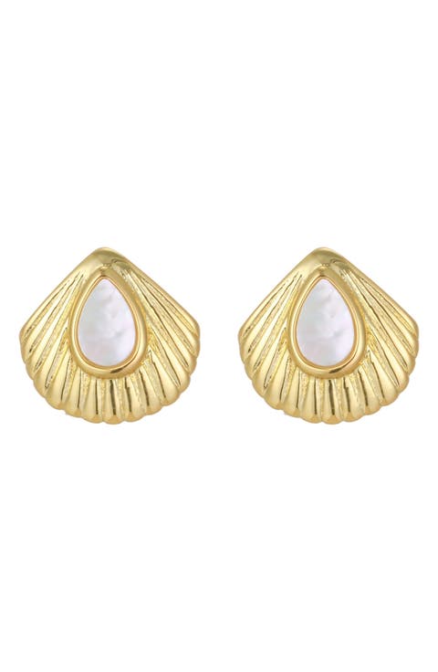 Mother-of-Pearl Shell Stud Earrings