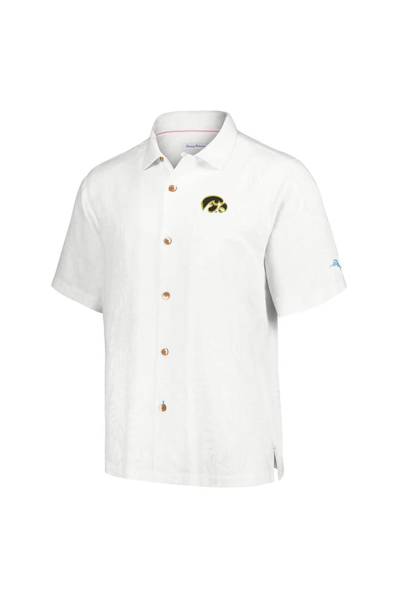 Men's Tommy Bahama White Iowa Hawkeyes Castaway Game Camp Button-Up Shirt, Alternate, color, White