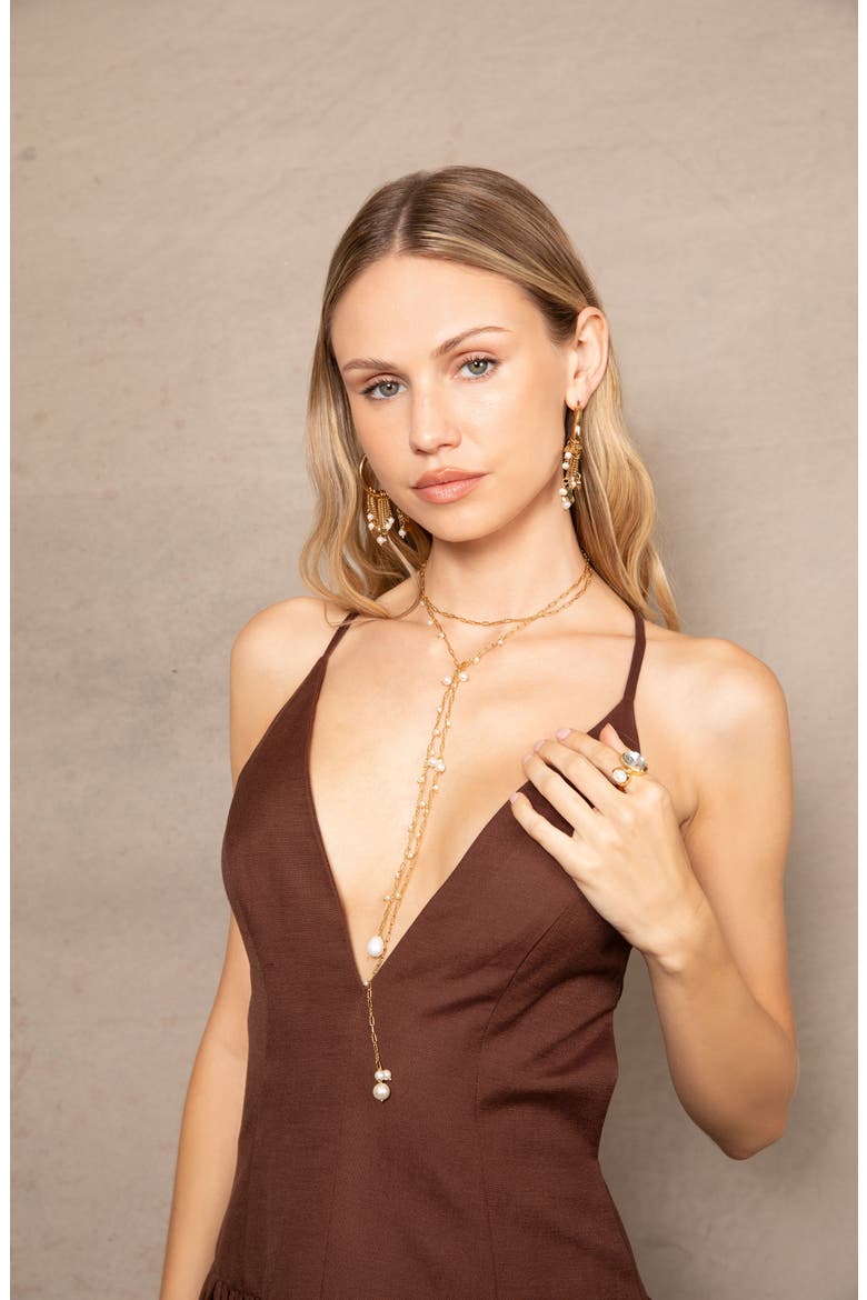 Eden Shaker Y-Necklace, Alternate, color, GOLD