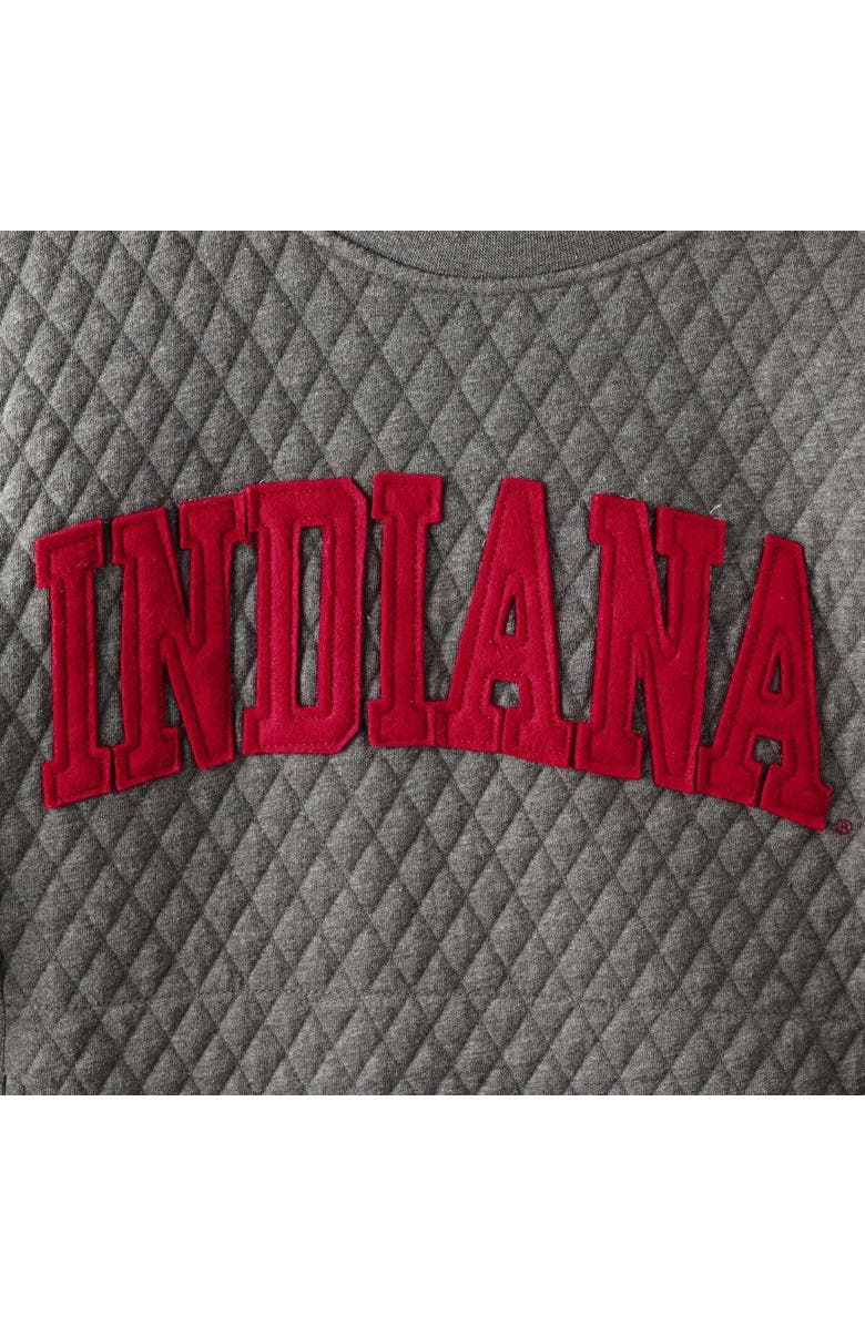 PRESSBOX Women's Pressbox Heather Charcoal Indiana Hoosiers Moose Quilted Pullover Sweatshirt, Alternate, color, Heather Gray