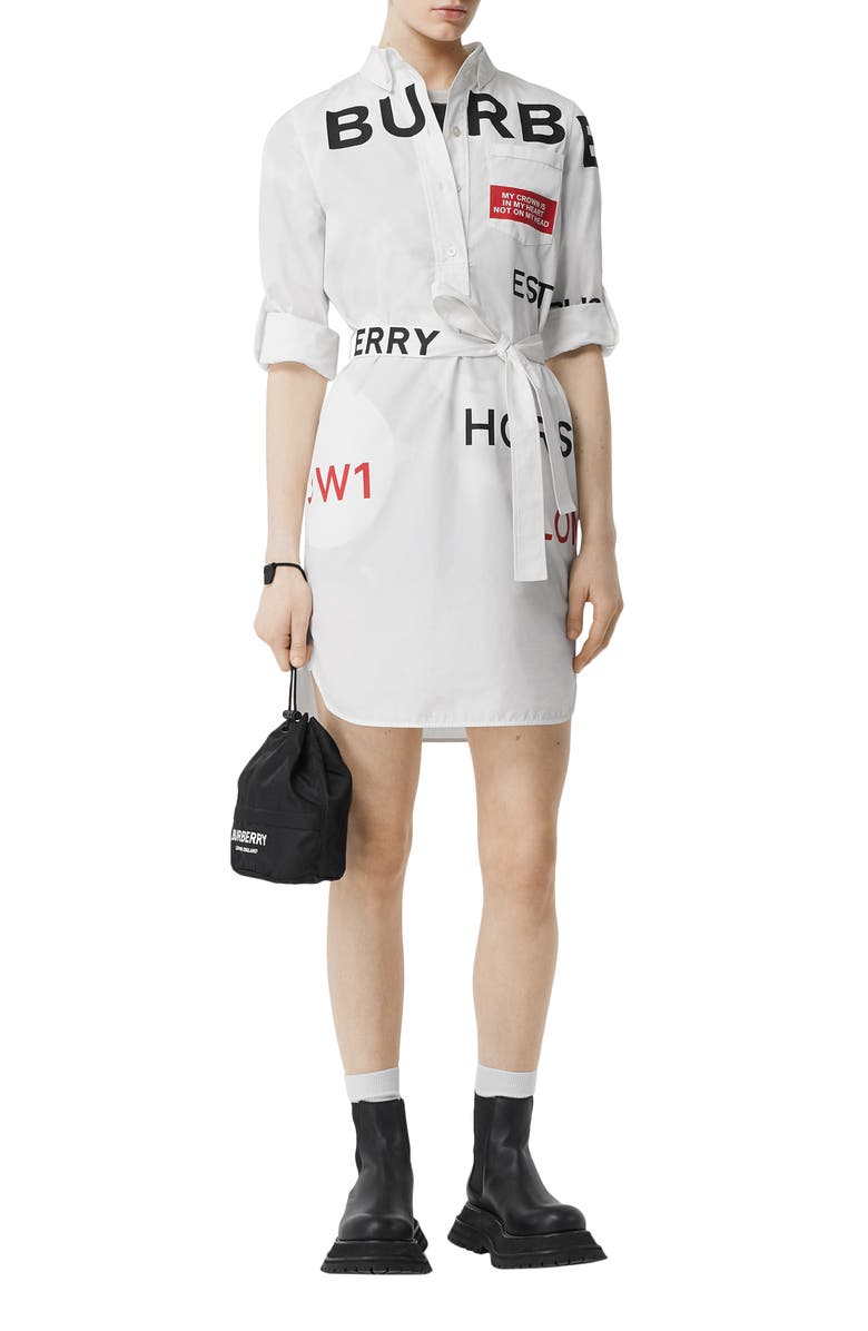 Burberry Kiley Horseferry Print Long Sleeve Poplin Shirtdress, Alternate, color, 