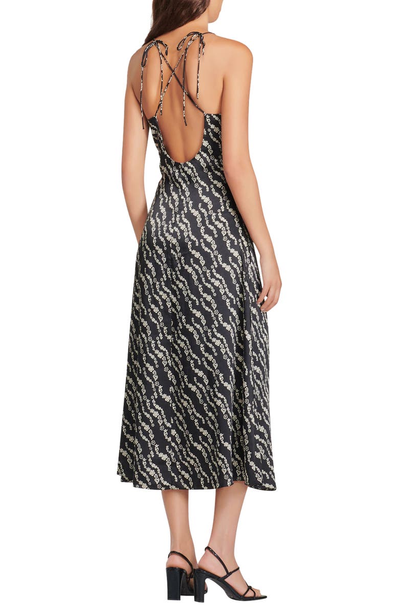 SANDRO Thais Ruched Crossback A-Line Midi Dress, Alternate, color, 