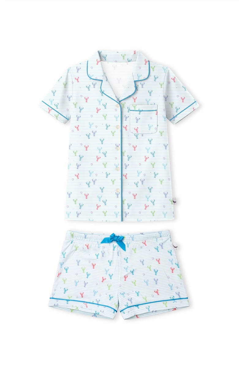Preppy Goose Multicolor Lobster Print Short Sleeve Jersey PJ, Main, color, Blue Multi