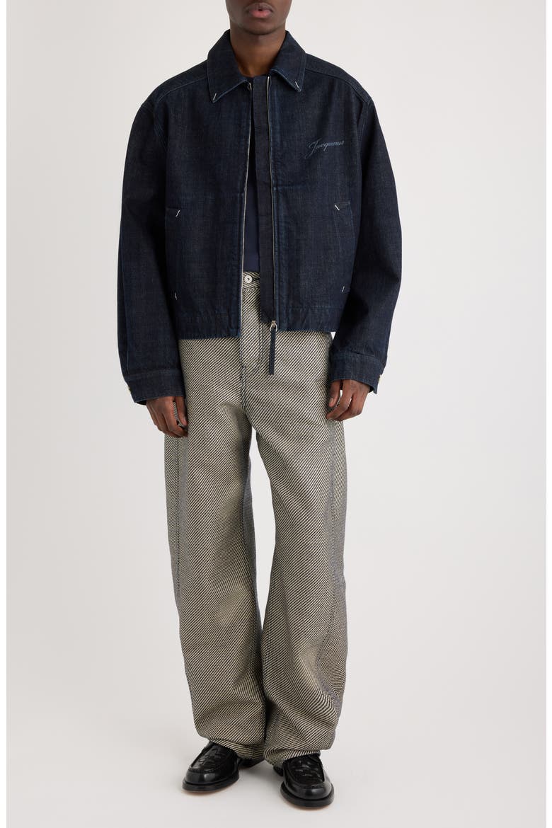 Le Veste de-Nîmes Canevas Denim Jacket, Main, color, DARK NAVY