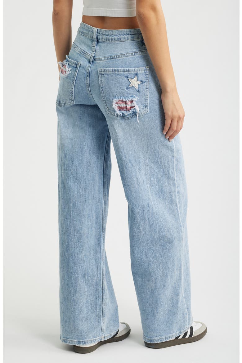 Joey Super Wide Leg Jeans with Star Appliqué, Alternate, color, LIGHT BLUE