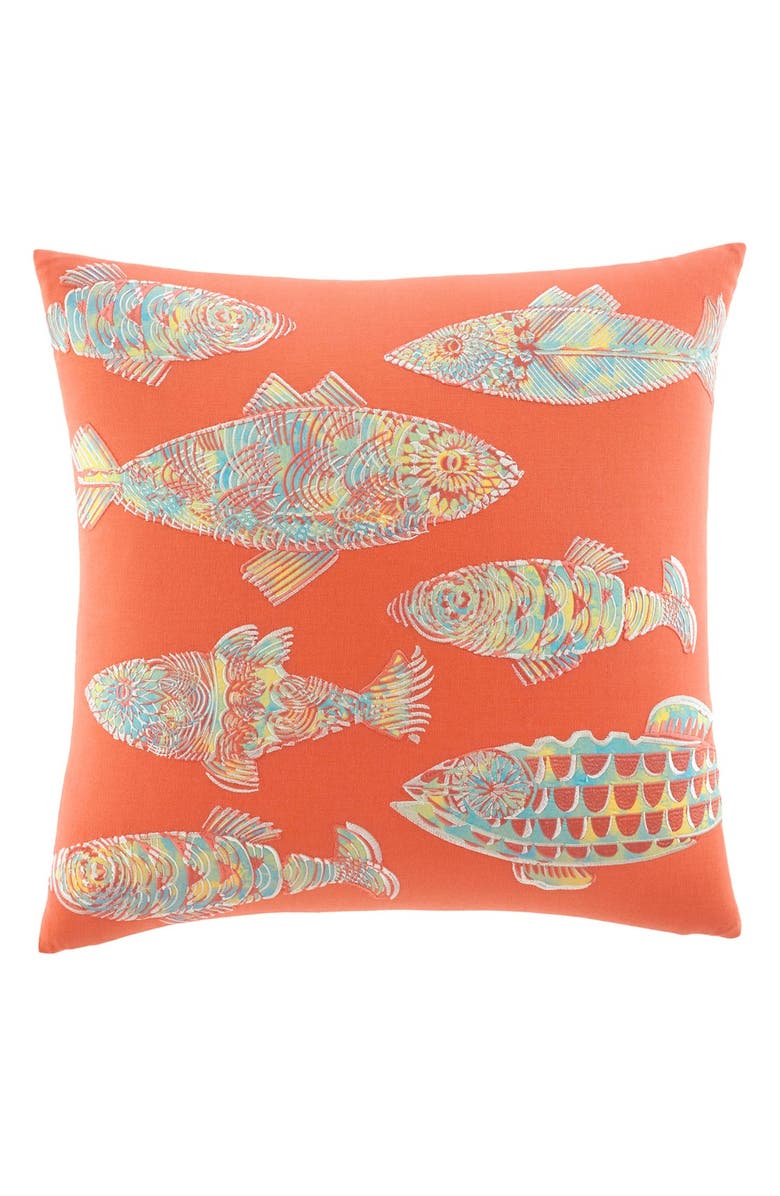 Tommy Bahama Batic Fish Pillow - 20" Square, Main, color, Coral/ Multi