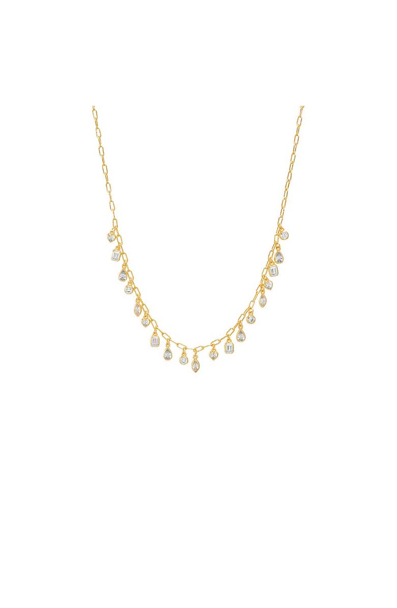 BY ADINA EDEN CZ Multi Shape Shaker Bezel Paperclip Necklace, Main, color, Gold