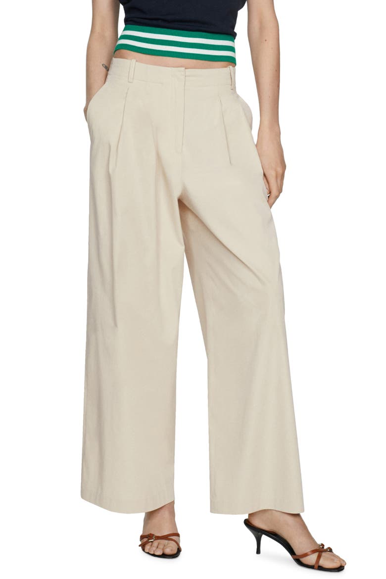 Pleated Wide Leg Pants, Main, color, BEIGE