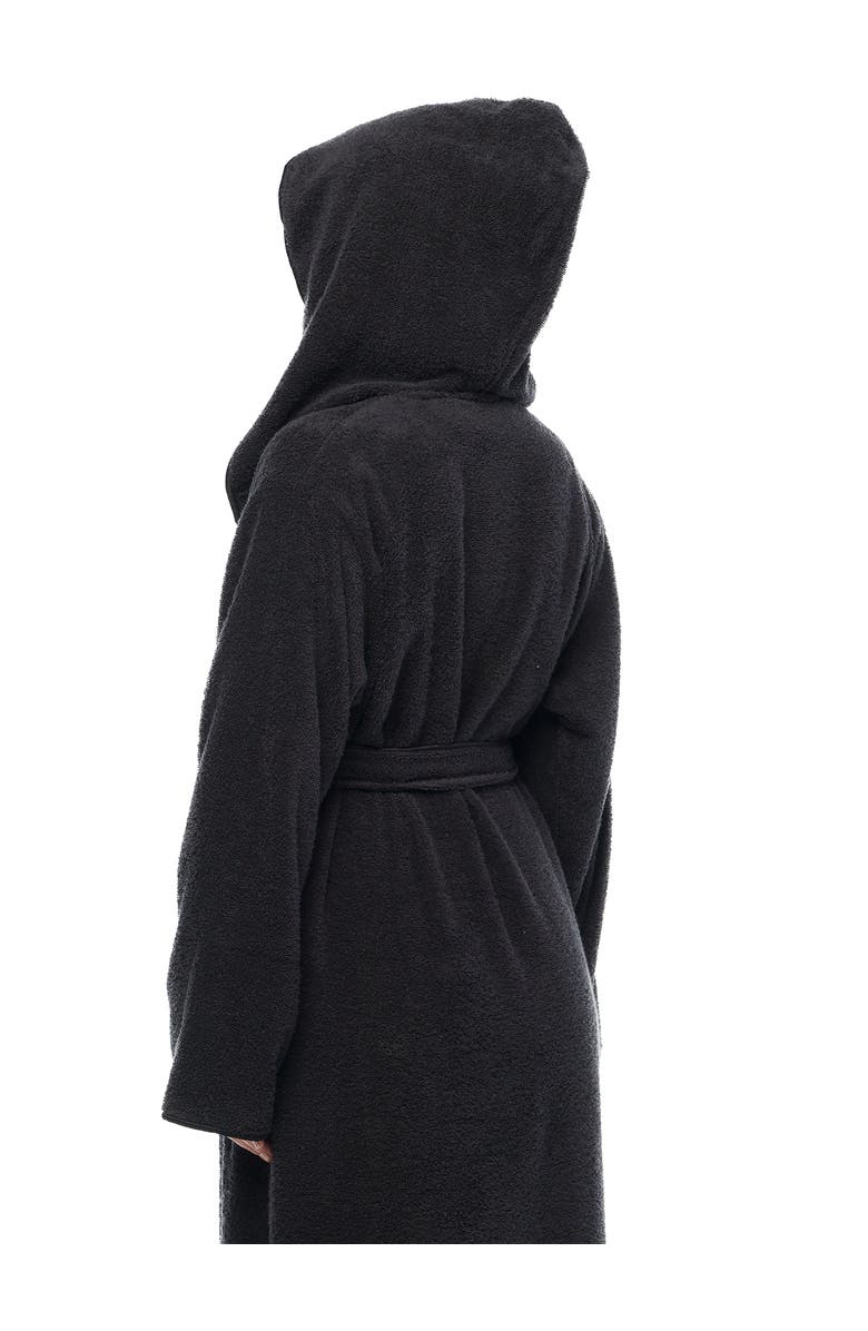 ARUS Aura Women's Ankle Length Long Cotton Robe with Hood, Alternate, color, Black