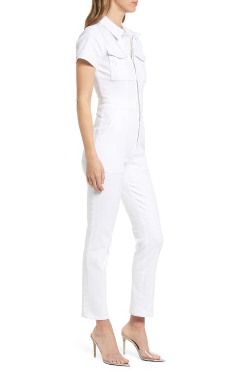 Good American Fit For Success Stretch Cotton Twill Jumpsuit In Cloud White001