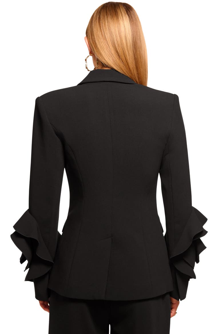Leah Ruffle Sleeve Blazer, Alternate, color, BLACK