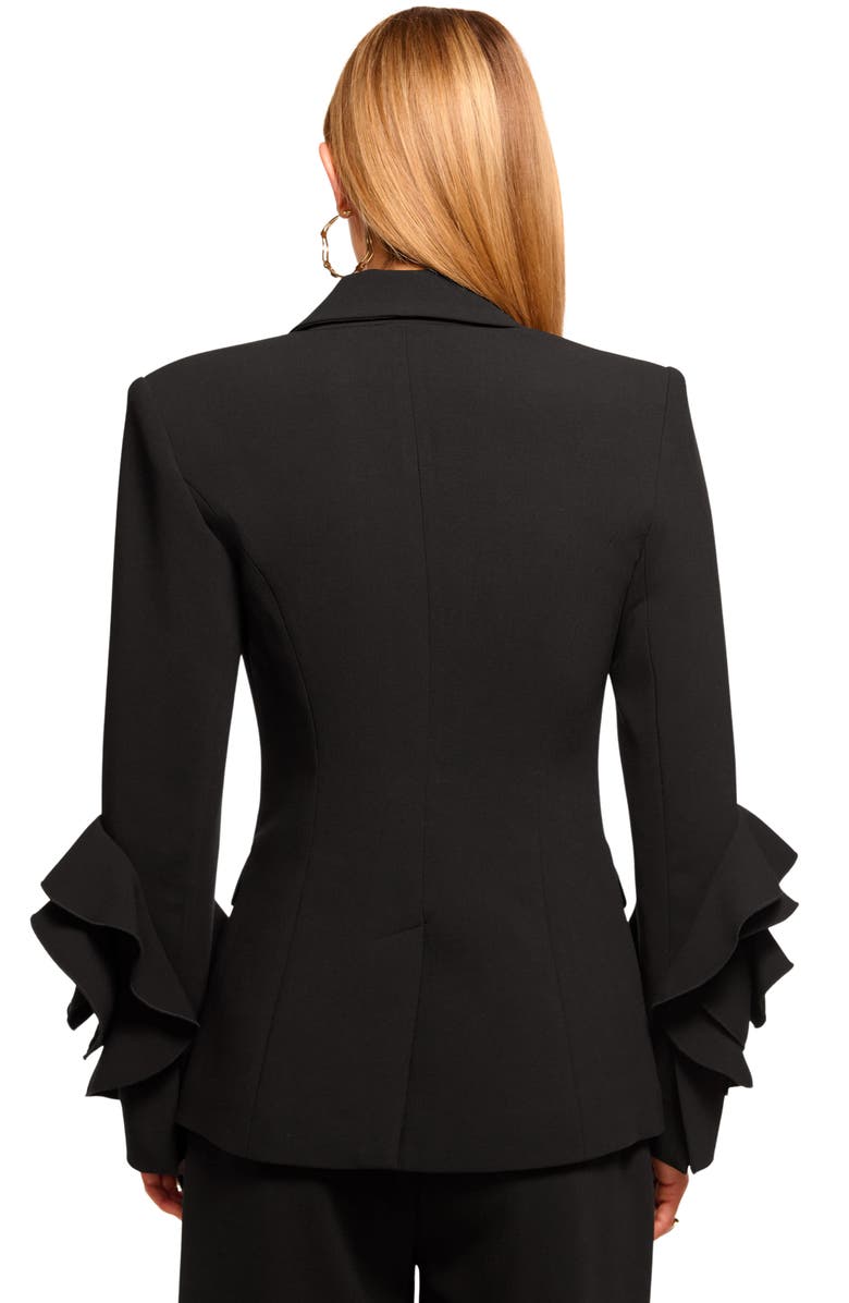 Ramy Brook Leah Ruffle Sleeve Blazer, Alternate, color, Black