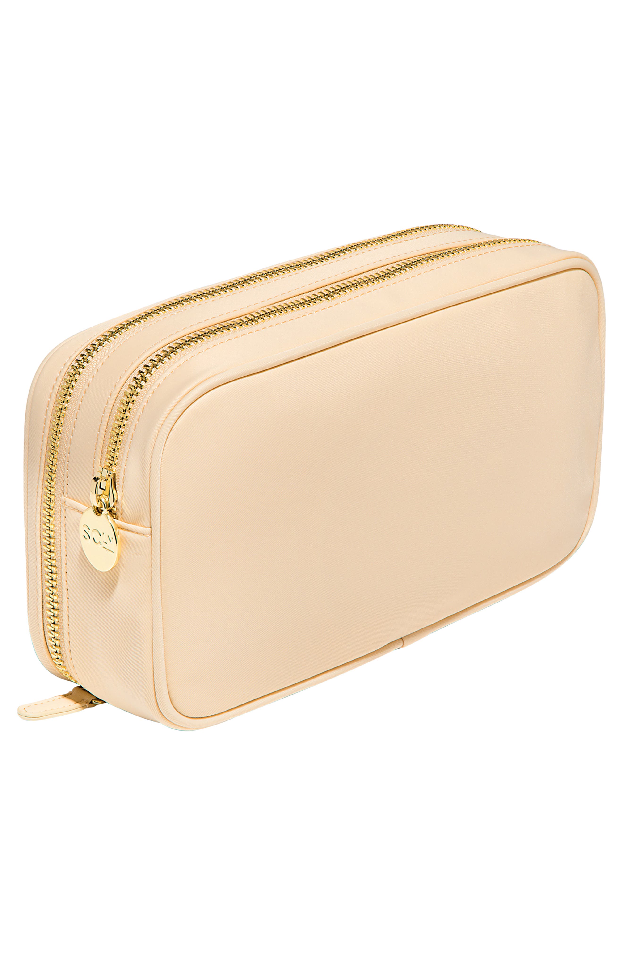 Double Zip Nylon Pouch, Alternate, color, SAND