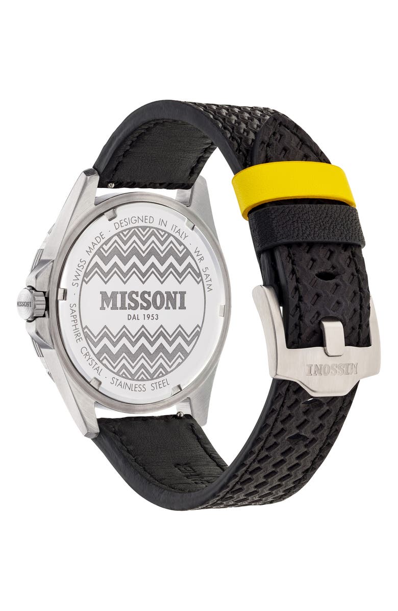Missoni GMT Leather Strap Watch, 43mm, Alternate, color, 