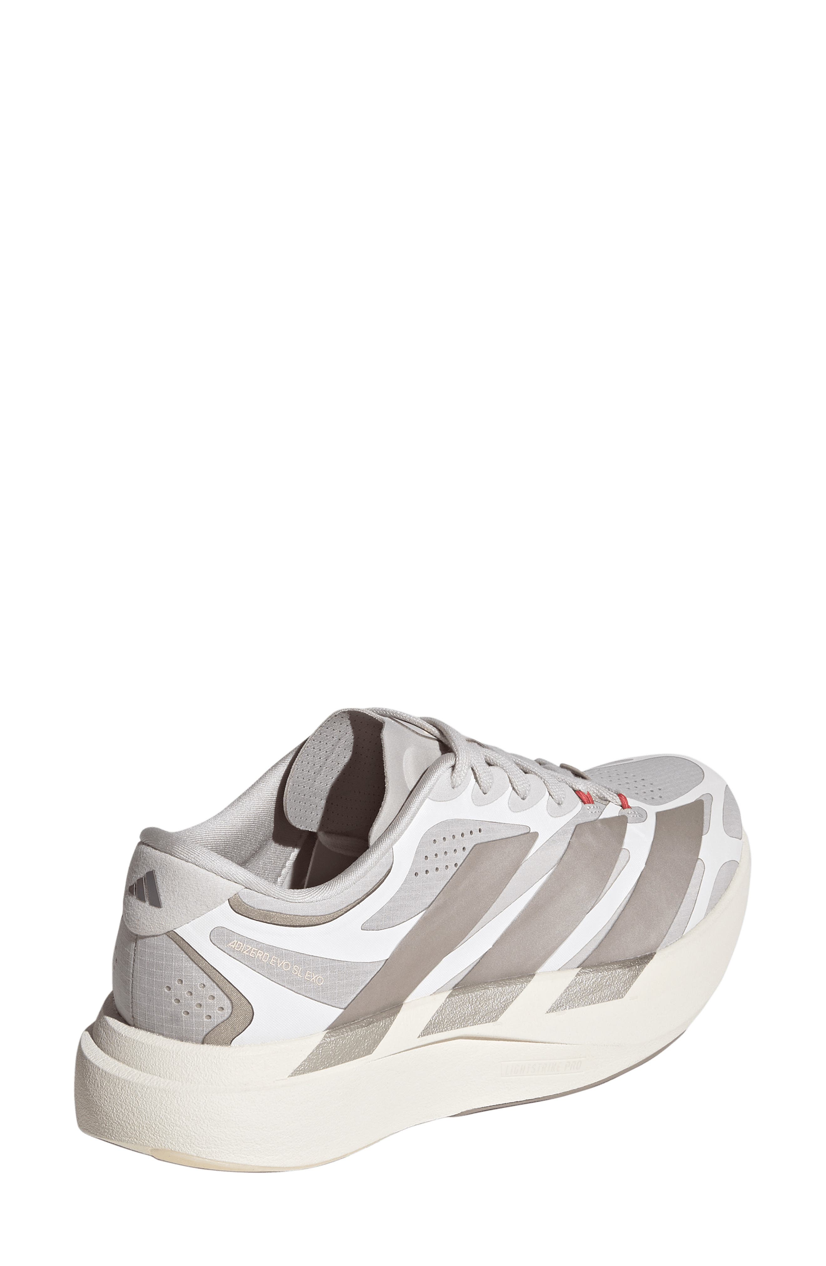 adidas Adizero Evo SL EXO Running Shoe, Alternate, color, White/ White/ Haze Coral