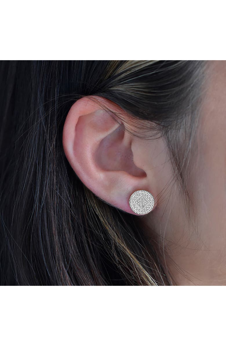 Sterling Forever Engraved Disc Stud Earrings, Alternate, color,