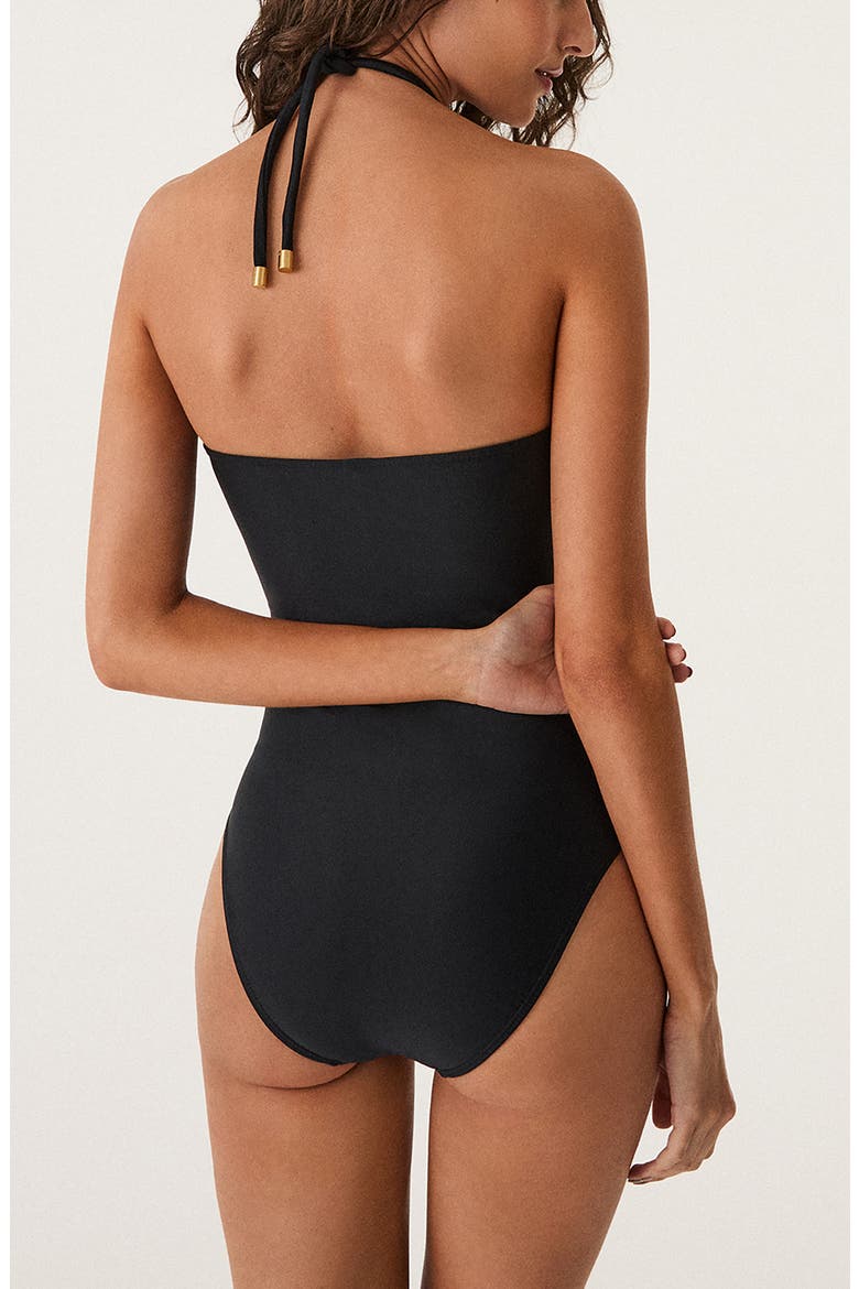 Merra Cutout Bandeau One-Piece Swimsuit, Alternate, color, BLACK