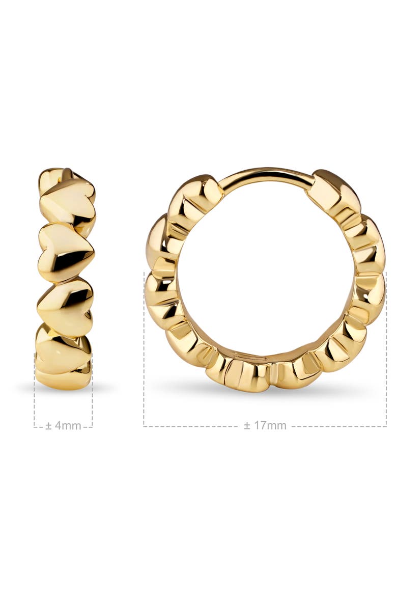 Sweet Heart Hoop Earrings in Gold Plated Sterling Silver, Alternate, color, Yellow Gold