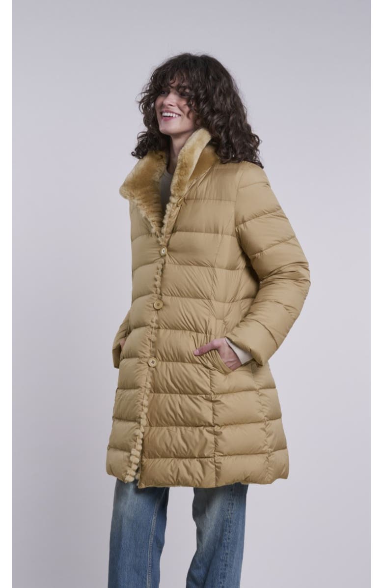 Blue Duck Down and Shearling Coat, Alternate, color, Camel