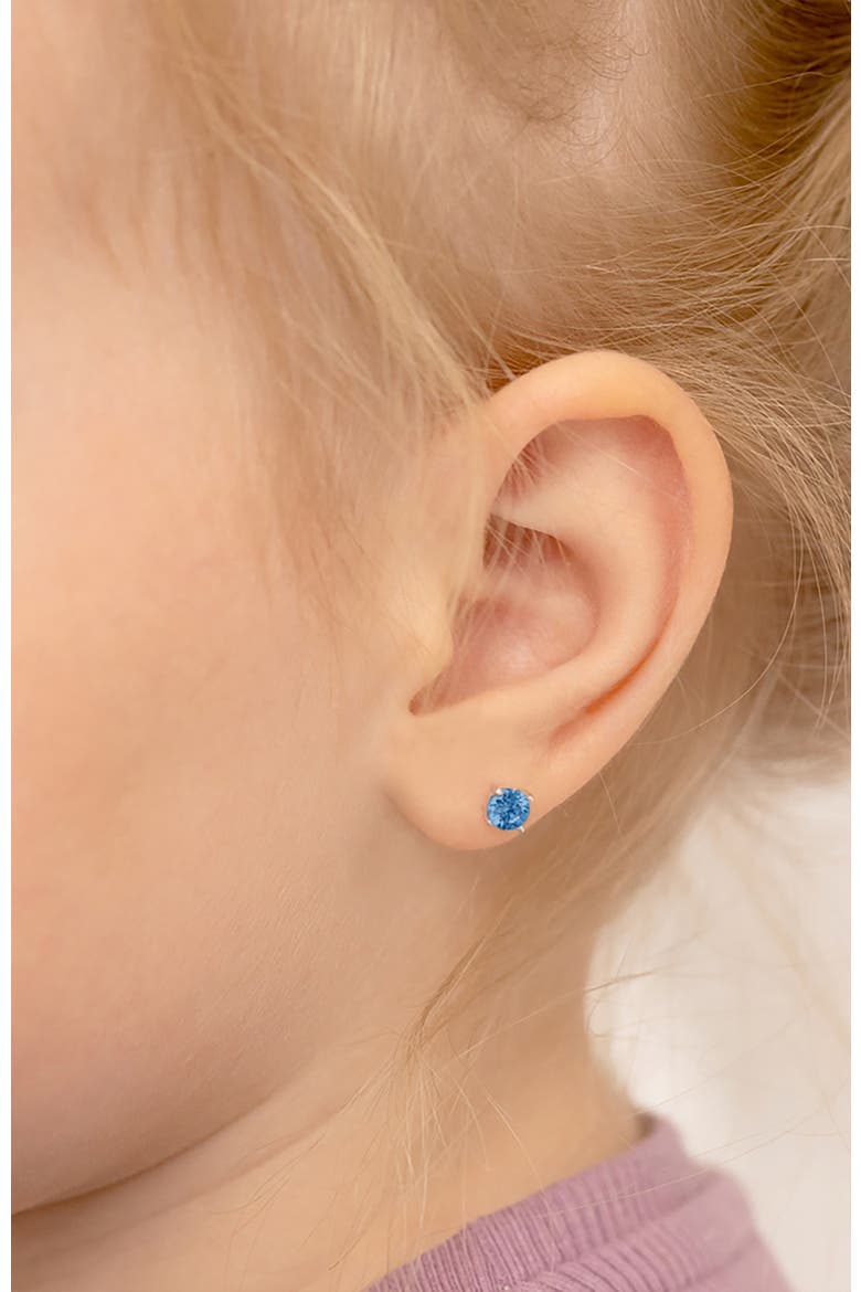 Round Solitaire Earrings, Alternate, color, Blue