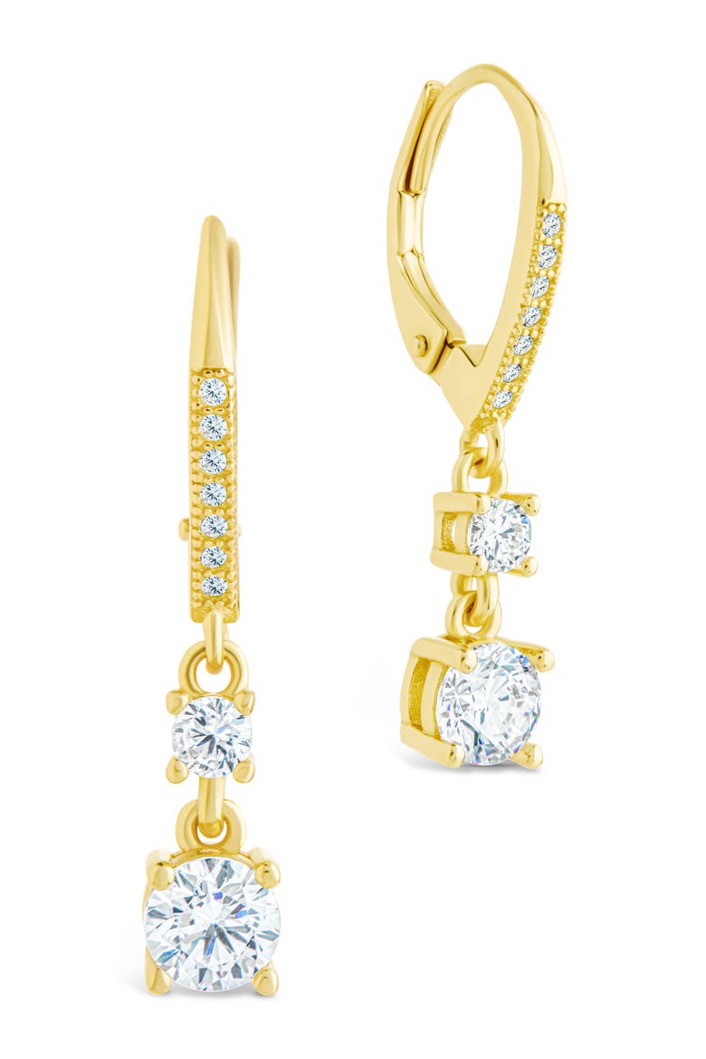 Magdalena Cubic Zirconia Drop Hoop Earrings, Main, color, GOLD