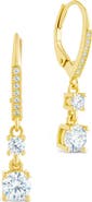 Sterling Forever Magdalena Cubic Zirconia Drop Hoop Earrings