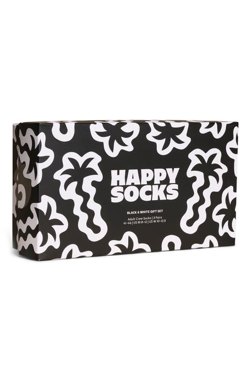 Happy Socks Assorted 3-pack Black & White Socks Gift Box In Black